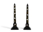 A PAIR OF ASHFORD BLACK MARBLE AND MARBLE INLAID OBELISKS SECOND HALF OF THE 19TH CENTURY