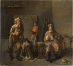 FRENCH SCHOOL, 1640S | THE INTERIOR OF AN ARTIST'S STUDIO, WITH THREE FIGURES