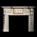An early George III statuary marble and Sicilian Jasper chimneypiece, circa 1760, attributed to Sir Henry Cheere
