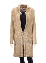 CREAM METALLIC MOHAIR-BLEND WITH LAMBSKIN LEATHER INSERTS, CHANEL