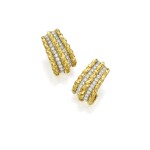 David Webb | Pair of Gold and Diamond Earclips