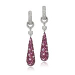 Pair of ruby and diamond earrings