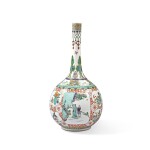 A Chinese Famille-Verte 'Scholars' Bottle Vase, Qing Dynasty, Kangxi Period