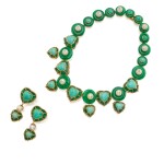 Tony Duquette | Turquoise, Quartzite and Cultured Pearl Necklace and Pair of Earclips