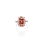 Fancy Deep Orangy Pink Diamond and Colored Diamond Ring