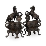 A pair of French bronze chenets, 19th century