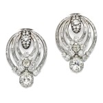 Pair of diamond earrings, mid 20th century composite