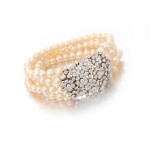Natural pearl and diamond bracelet  (Bracciale con perle naturali e diamanti)