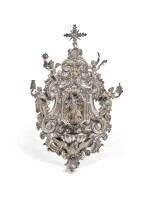 An Italian parcel-gilt silver holy water stoup, Naples, 1690