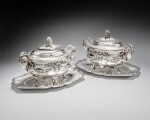 A pair of French silver soup tureens, covers and stands, Joseph-Pierre-Jacques Duguay, Paris, 1772-1773