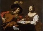Young Woman Singing Accompanied by a Lute Player