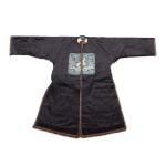 A fur-lined navy silk first-rank civil official winter robe, Late Qing dynasty | 清末 石青色綢內襯皮一品補服