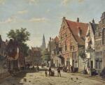 WILLEM KOEKKOEK | A Sunny Street With a Distant Church Tower