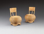 A pair of wicker drum chairs, second half 20th century | Paire de chaises en osier tressé, deuxième moitié du XXe siècle