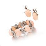 Coral and diamond bracelet and earrings (Orecchini e bracciale in corallo e diamanti)