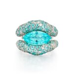 Paraíba Tourmaline, Diamond and Tourmaline Ring | 3.78克拉「巴西」帕拉伊巴碧璽 配 鑽石 及 碧璽 戒指