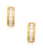 PAIR OF GOLD AND DIAMOND EARCLIPS, TIFFANY & CO.