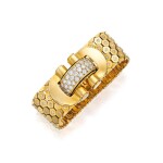 Gold, Diamond and Enamel 'Ludo Hexagone' Bracelet, France