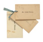 ELIZA MCCARDLE JOHNSON, ANDREW JOHNSON, & MARTHA JOHNSON PATTERSON | Calling cards of President and First Lady Andrew Johnson, as well as of Martha Johnson Patterson, their daughter and White House hostess, each with an autograph inscription