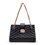 Black and Beige Quilted Chevron Lambskin Gabrielle Tote Gold Hardware, 2012