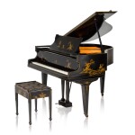 A grand piano in a black lacquered and chinoiserie case by John Broadwood & Sons, no. 253218, circa 1934