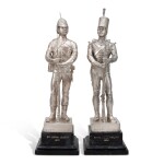 Two Large Silver Sculptures of Infantrymen, Elkington & Co., Birmingham, 1912