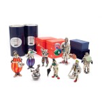 A Group of Eight Italian Silver, Enamel, and Murano Glass Clowns, Designed by Vittorio Angini for Sorini, Arezzo, Late 20th Century