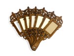 A wooden fan forming photo frames, late 19th - early 20th century
