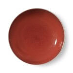 A copper-red-glazed dish, Seal mark and period of Qianlong | 清乾隆 紅釉盤 《大清乾隆年製》款