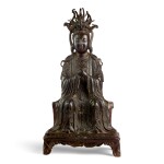 An extremely rare large bronze figure of Xiwangmu, Ming dynasty, Longqing period, dated 1571 明隆慶（1571年） 銅西王母坐像  《隆慶五年四月十八日造》銘