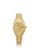 ROLEX | REF 69158 DATEJUST, A YELLOW GOLD AND DIAMOND SET AUTOMATIC CENTER SECONDS WRISTWATCH WITH DATE AND BRACELET CIRCA 1990