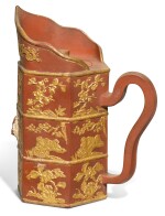 A 'YIXING' GILT-DECORATED TIBETAN-STYLE EWER AND COVER, DUOMU HU