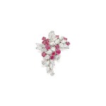 RUBY AND DIAMOND BROOCH, CARTIER