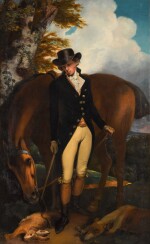 Portrait of Thomas Norton Esq. (1760–1803) of Kingston Bowsey, Sussex, standing full-length, with his horse and dog in a landscape