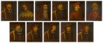 A set of 11 portraits of the Dukes of Brabant, comprising: John III, Duke of Brabant (1300-55); Wenceslaus I, Duke of Luxembourg (1337-83); Anthony, Duke of Brabant (1384-1415); Philip I, Duke of Brabant (1404-30); Philip the Good (1396-1467); Charles the Bold (1433-77); Maximilian I, Holy Roman Emperor (1459-1519); Philip the Beautiful (1478-1506); Charles V (1500-58); Philip IV, II of Spain (1527-98); Albert VIII, Archduke of Austria (1599-1621).