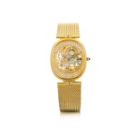 PATEK PHILIPPE | REFERENCE 3881/1  A YELLOW GOLD AND DIAMOND-SET OVAL SKELETONIZED BRACELET WATCH, MADE IN 1984  