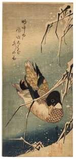 UTAGAWA HIROSHIGE I (1797-1858), MALLARD DUCK AND SNOW-COVERED REEDS | EDO PERIOD, 19TH CENTURY