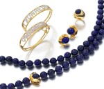 Lapis lazuli Parure and two diamond bracelets (Parure in lapislazzuli e due bracciali in diamanti)