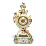 A BERLIN (K.P.M) PORCELAIN CLOCK CASE AND STAND LATE 19TH CENTURY