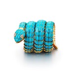 'Serpenti' Turquoise and Diamond Bracelet-Watch, 1960s | 寶格麗 | ’Serpenti' 綠松石 配 鑽石 手鏈腕錶, 1960年代