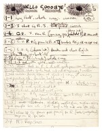 John Lennon and George Harrison | Joint autograph manuscript editing notes for the video of 'Hello, Goodbye', 1967