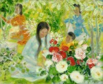 Le Pho 黎譜 | Mother and child with two ladies in the garden 花園中的母子與少女