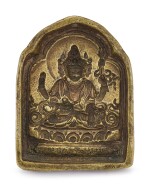 AN INSCRIBED BRONZE MOULD OF SIMHANADA LOKESHVARA   TIBET, 15TH – 17TH CENTURY | 十五至十七世紀 藏傳銅獅吼觀音擦擦模具