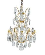 A SWEDISH BRASS AND CUT GLASS SIX-LIGHT CHANDELIER, MID-18TH CENTURY
