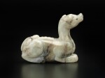 A gray and brown jade mythical beast, Song - Ming dynasty | 宋至明 玉瑞獸