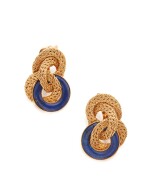 PAIR OF GOLD AND LAPIS LAZULI EARCLIPS, VAN CLEEF & ARPELS, FRANCE