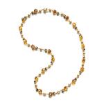 Gold and gem set sautoir, ‘Cardan bead’, circa 1988