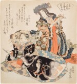 Utagawa Kunisada (1786-1865) | Left Team: The Cypress Fan; Right Team: The Flower Fan (Hidari hiogi, migi hanaogi) | Edo period, 19th century