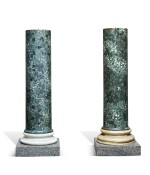 A PAIR OF REGENCY SCAGLIOLA, PAINTED WOOD AND GRANITE COLUMNAR PEDESTALS, EARLY 19TH CENTURY