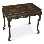 A CHINESE BLACK AND GOLD LACQUER SIDE TABLE